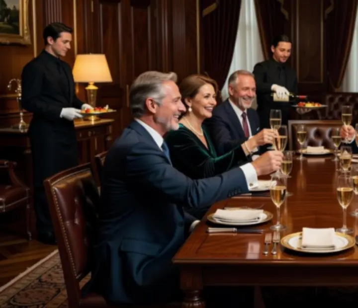 Guests raising a toast at a private event