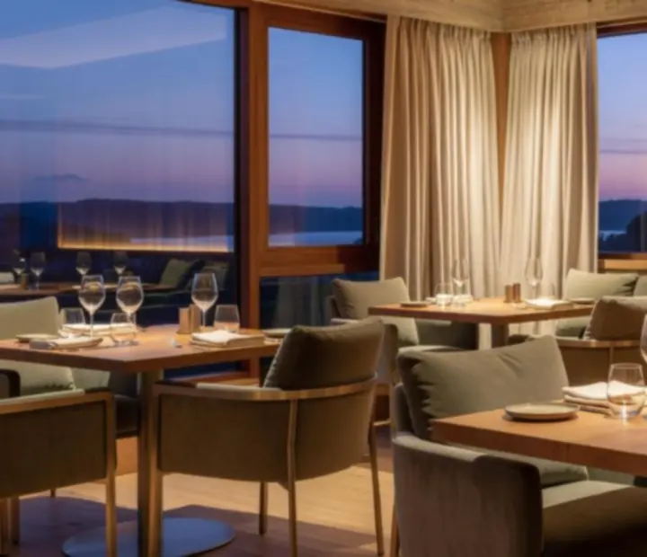 Elegant dining room at Felt And Fork restaurant in New Zealand