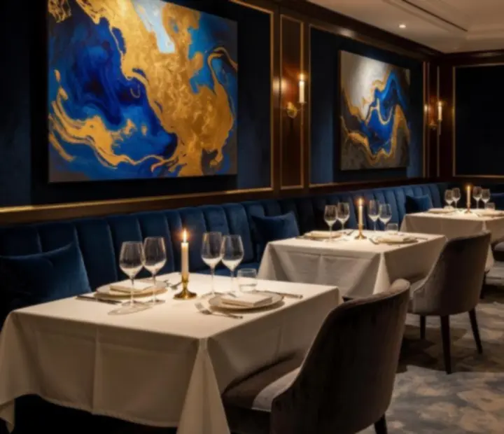 Candlelit dining room prepared for the Chef's Tasting Menu at Felt And Fork